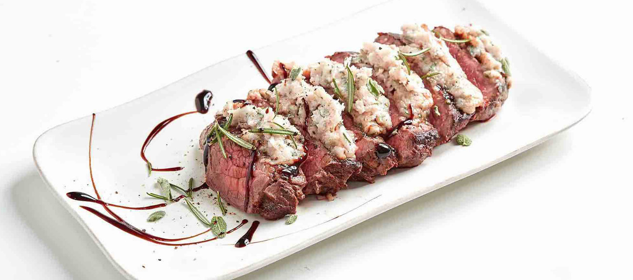 Tagliata di manzo con lardo e rosmarino